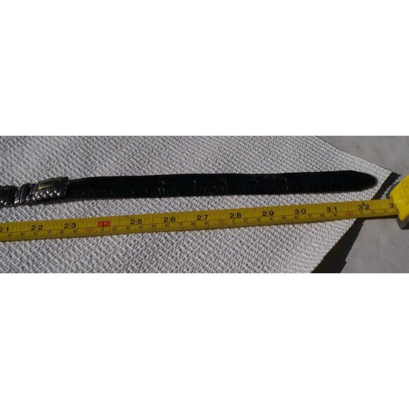 BRIGHTON Black Leather Croco Belt Silver & Gold Metal Accents Style 44203 Size S main image 13